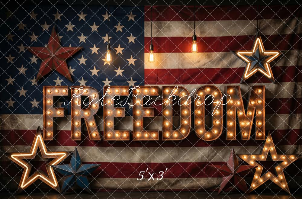 Kate Independence Day Freedom Marquee Stars Hanging Lights Printed Backdrop Designed by Patty Roberts