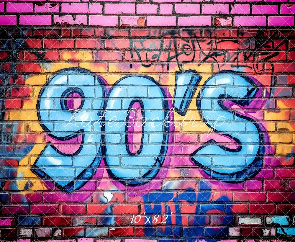 Vibrant 90s Graffiti Urban Backdrop