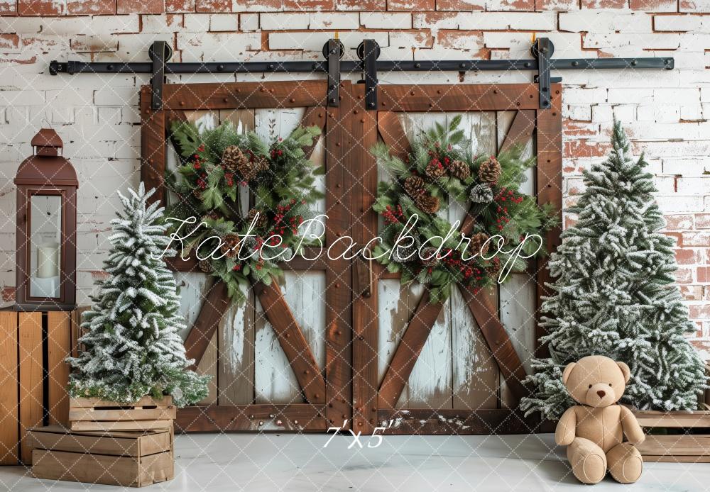 Rustic Winter Farmhouse Christmas Backdrop