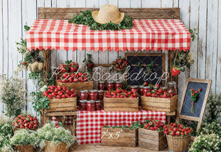 Kate Spring Strawberry Market Stand Printed Backdrop Designed by Emetselch