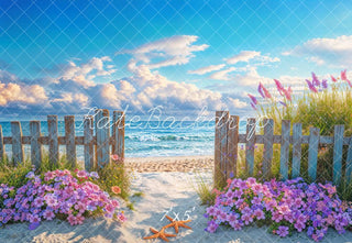 Kate Summer Beach Floral Fence Printed Backdrop Designed by Emetselch