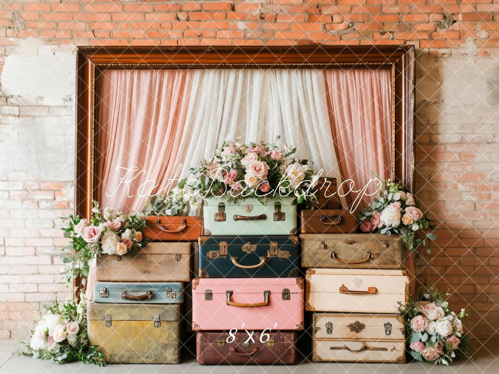 Kate Travel Vintage Suitcase Floral Backdrop Designed by Patty Roberts