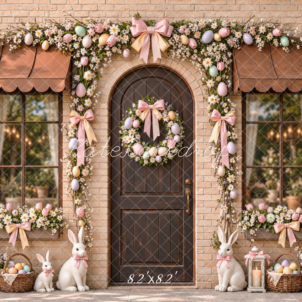 Kate Easter Floral Egg Arch Doorway Brick Wall Printed Backdrop Designed by Emetselch