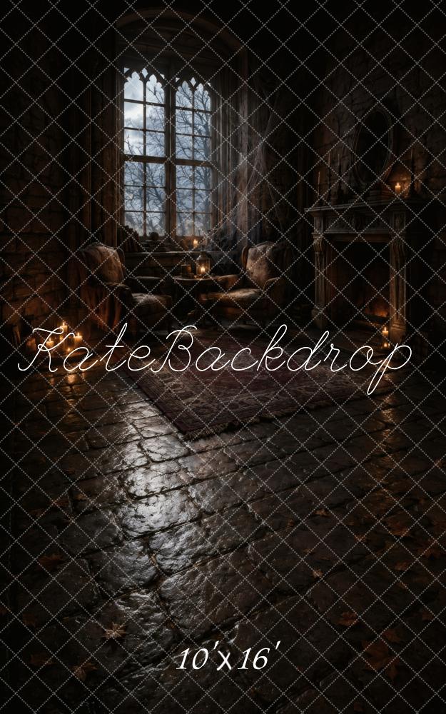 Kate Sweep Halloween Haunted Gothic Candlelit Stone Castle Room Printed Backdrop Designed by Vertigo Productions