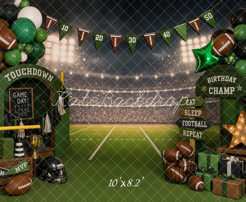Kate Sports Football Birthday Stadium Balloons Gifts Printed Backdrop Designed by Shutter Swan Studios