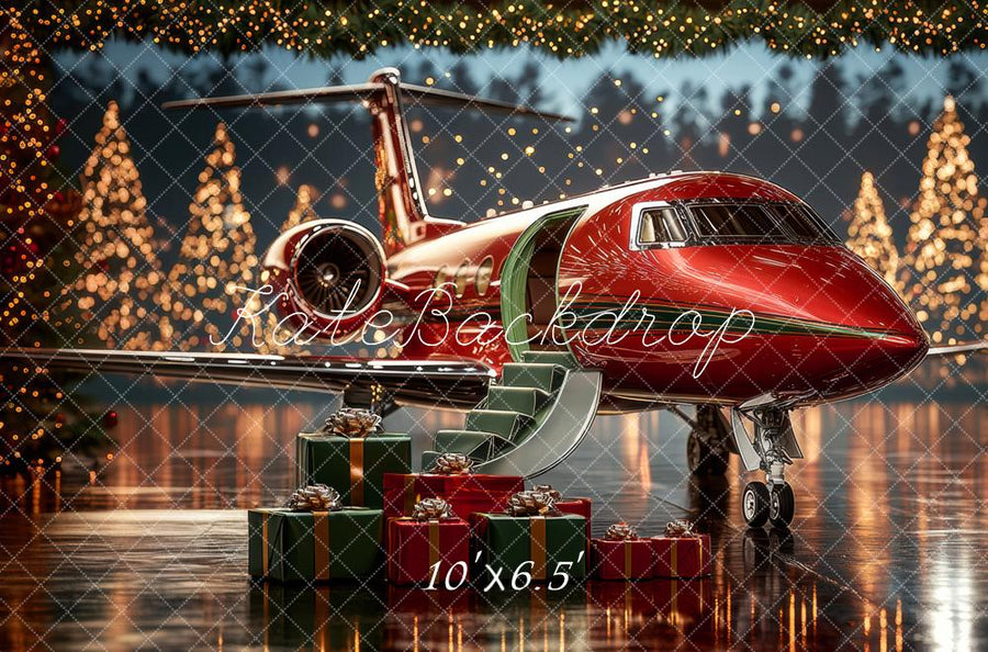 Luxury Holiday Jet Christmas Backdrop