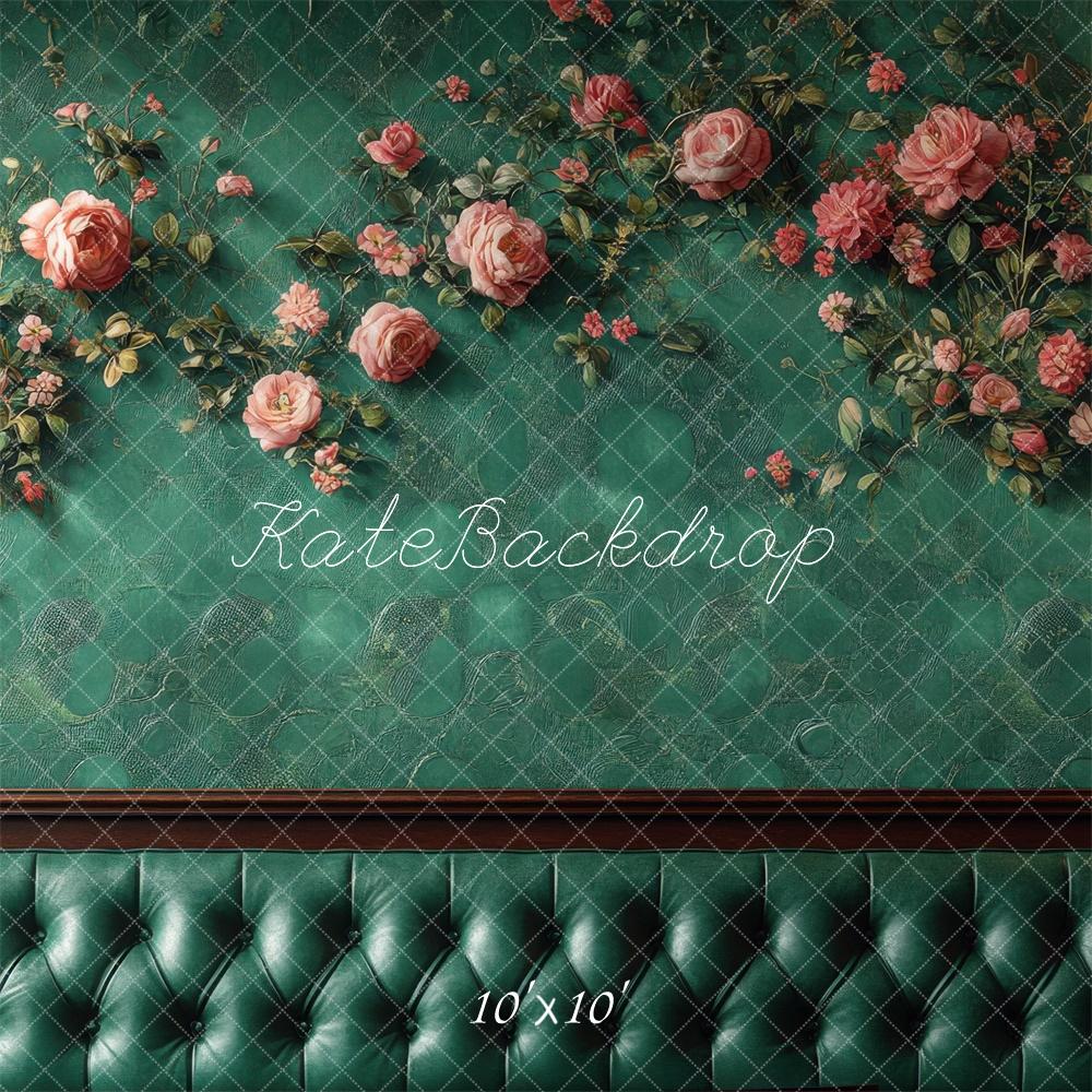 Fondo Murale Verde Vintage Artistico Floreale Designed by Mini MakeBelieve