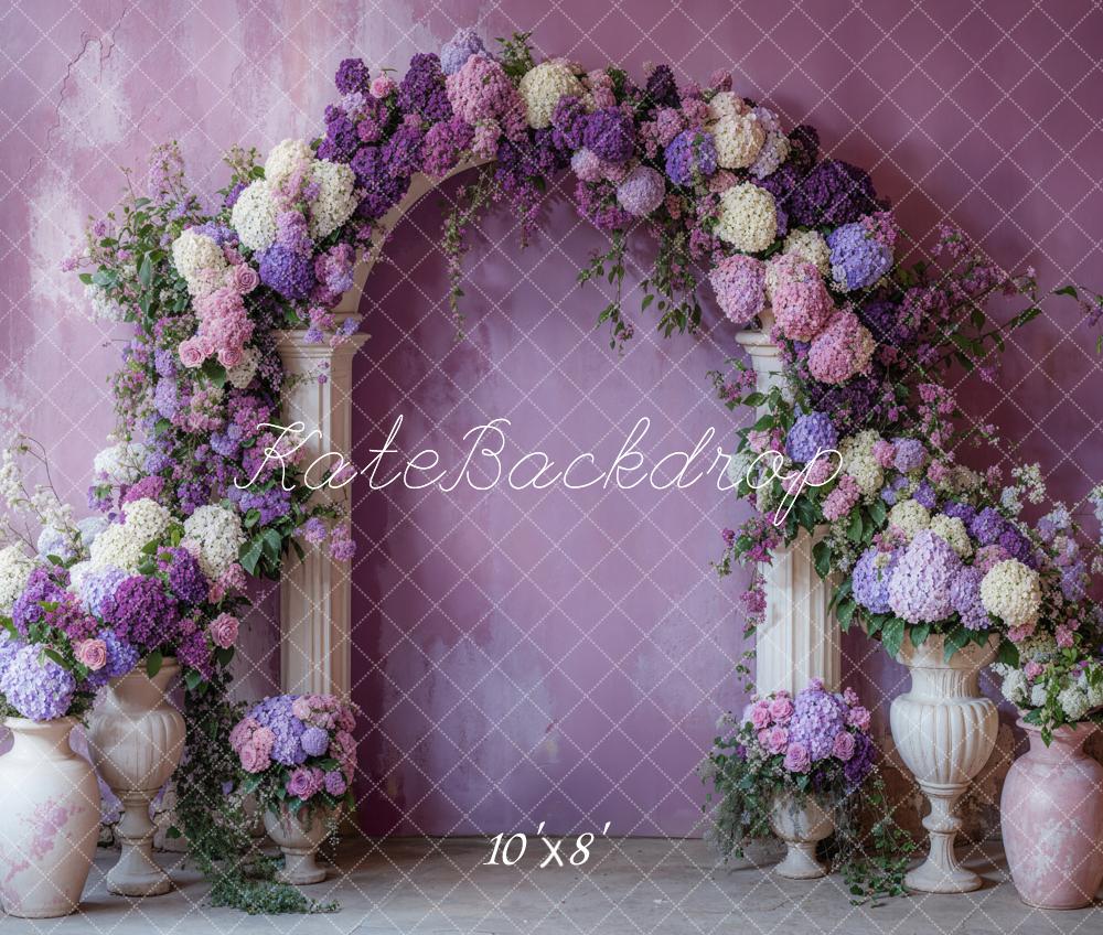 Kate Spring Beautiful Purple Floral Arch Backdrop Designed by Emetselch