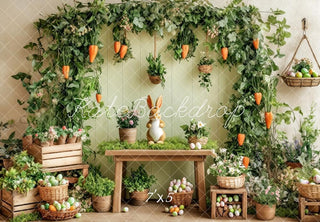 Fondo de zanahorias de jardín del conejo de Pascua Designed by Patty Roberts