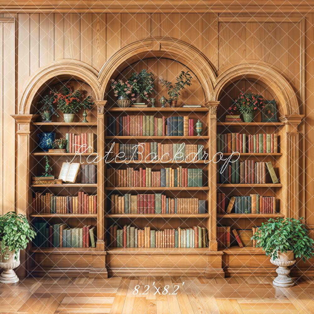 Estante de libros de madera para graduación con fondo de ventana arqueada Diseñado por Emetselch
