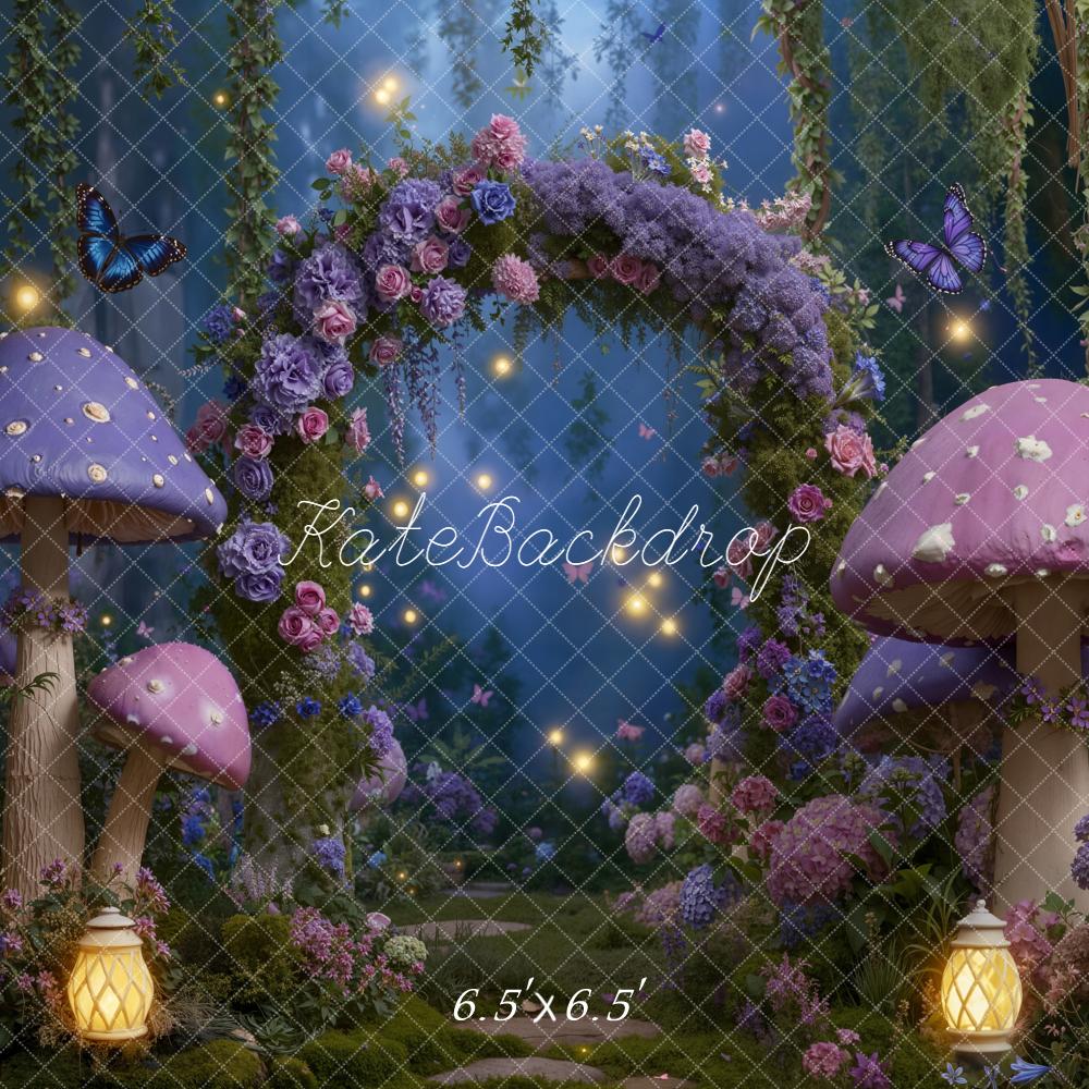Kate Fairy Flower Arch Purple Mushrooms Backdrop Designed by Emetselch
