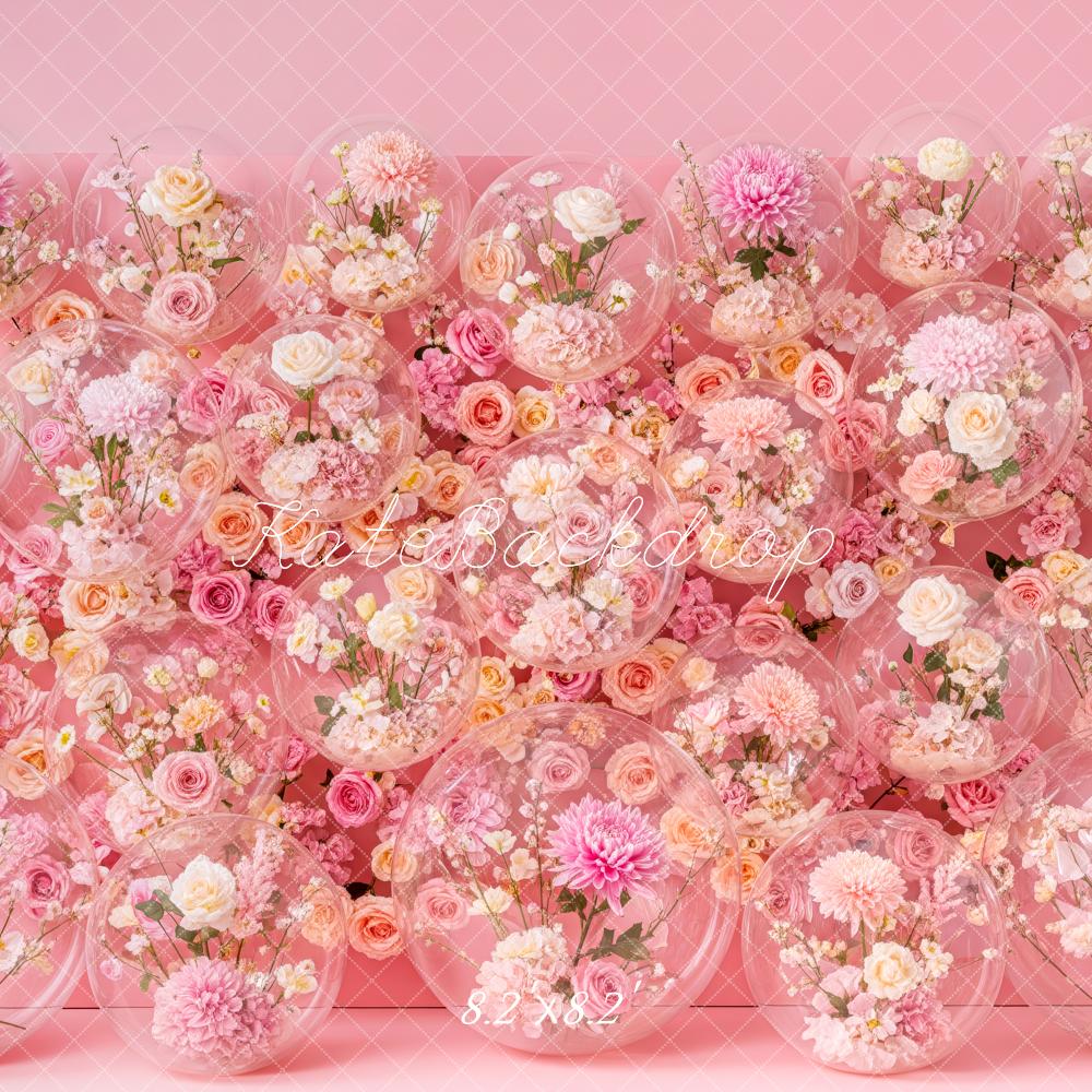 Kate Mother's Day Pink Flower Arch Bubble Wall Printed Backdrop Designed by Patty Roberts