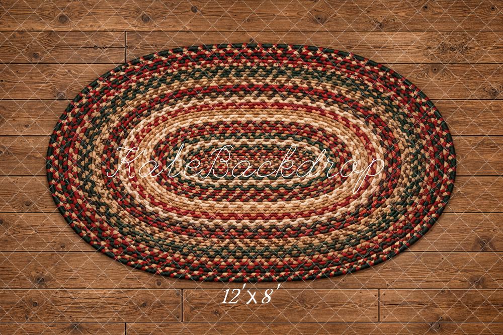 Kate Rustic Wood Planks Braided Oval Rug Floor Printed Backdrop Designed by Kate Image