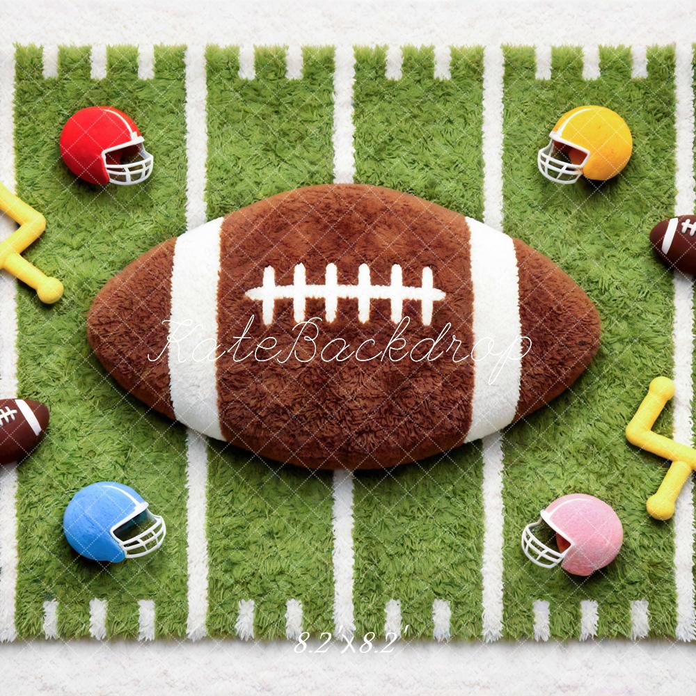 Kate Newborn Football Field Plush Ball Helmets Goalposts Printed Backdrop Designed by Mini MakeBelieve
