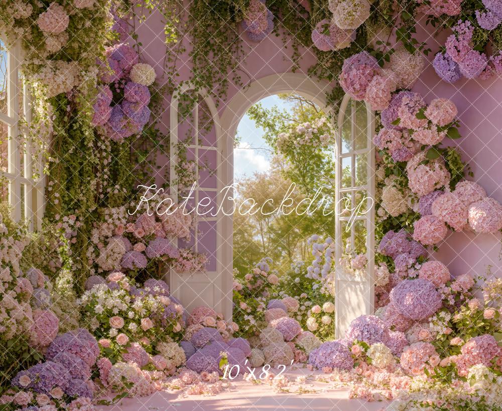 Kate Spring Flower Arch Lavender Pink Window Backdrop Designed by Emetselch