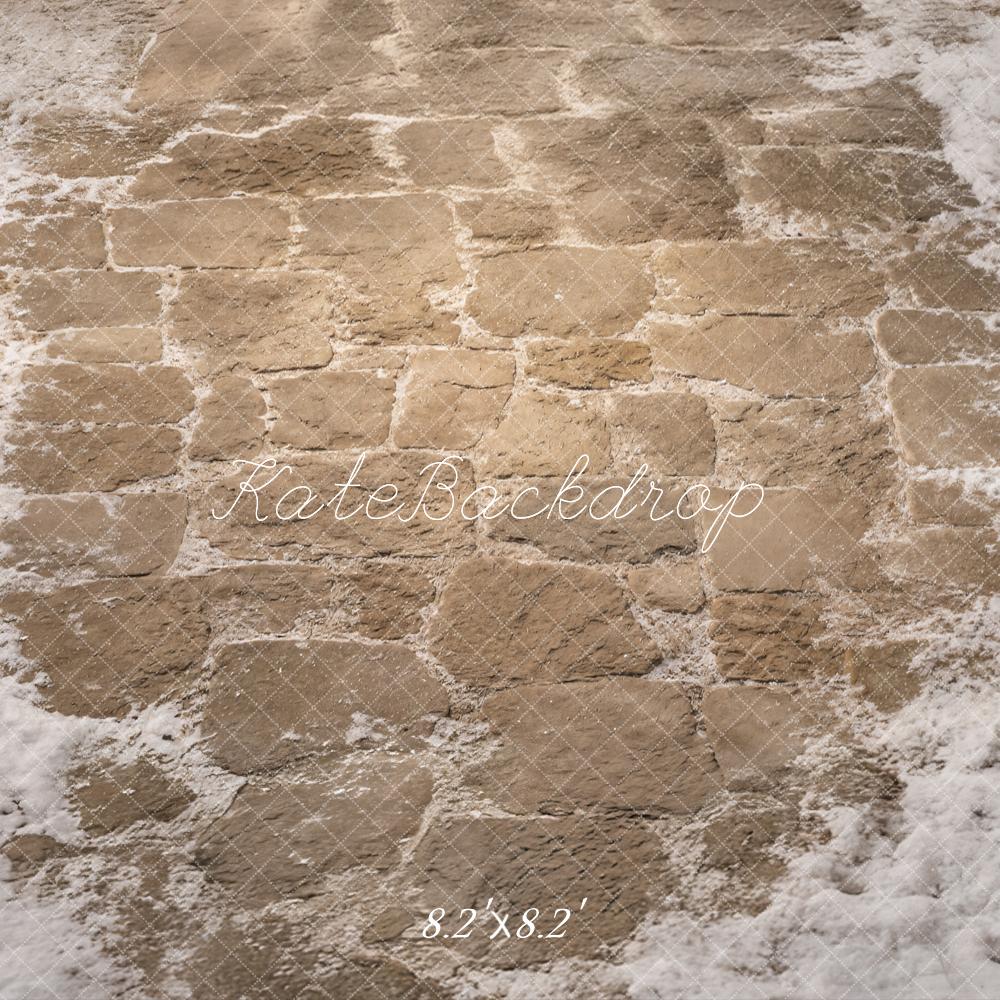 Kate Winter Cobblestone Floor With Snow Printed Backdrop Designed by Kate Image
