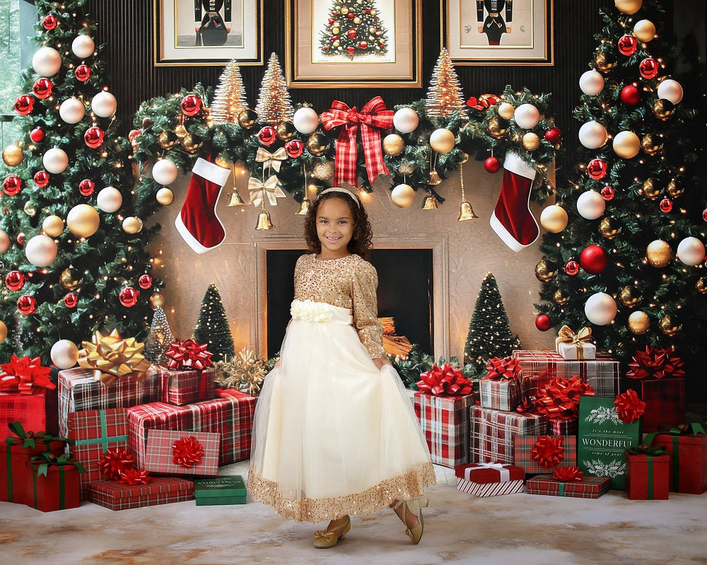 Kate Christmas Fireplace Tree Garland Framed Pictures Gifts Backdrop Designed by Mini MakeBelieve
