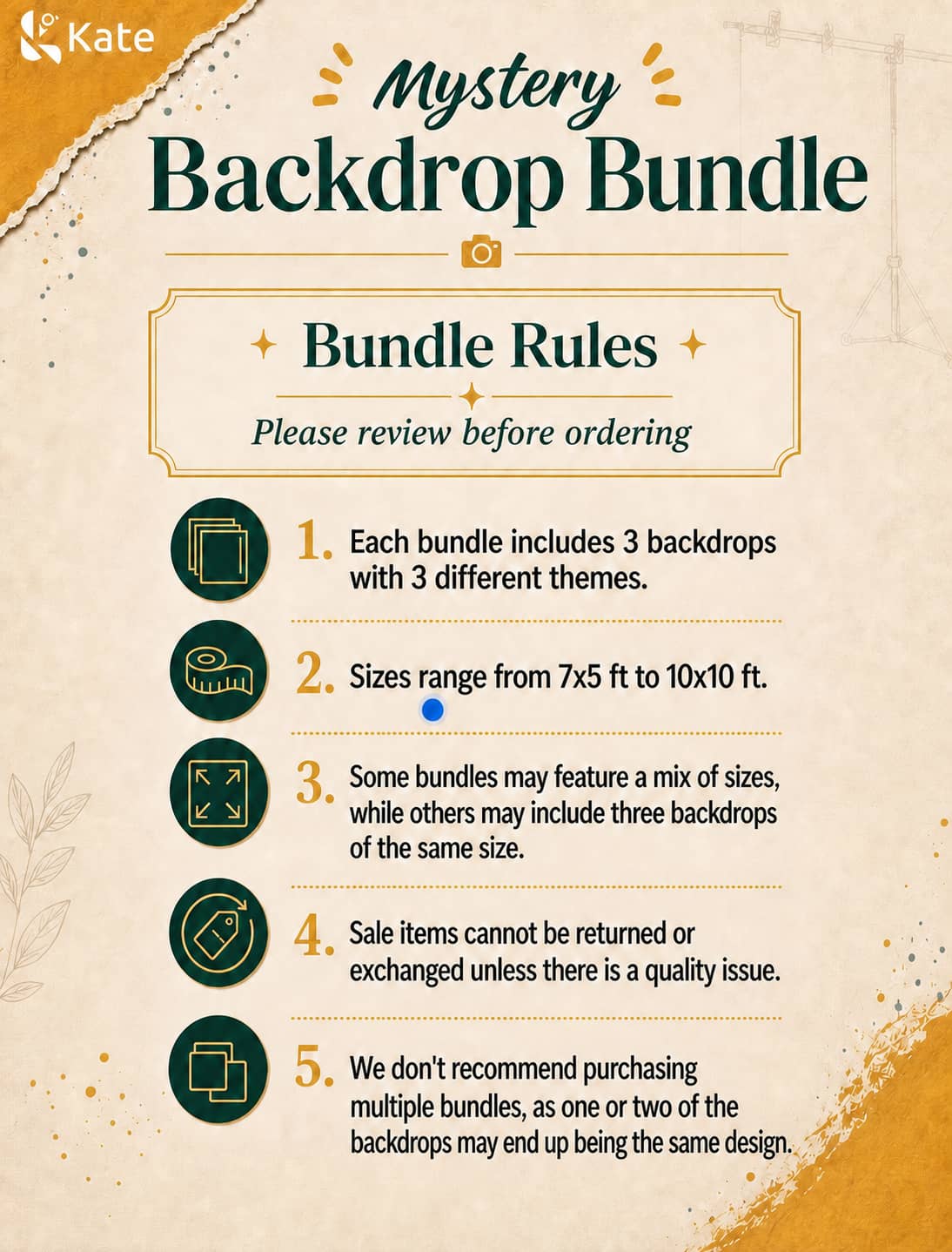 Kate Mystery Pack-Backdrop Bundle. Free Shipping (US ONLY)