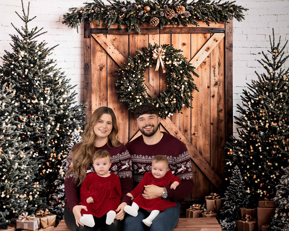 Fondo de puerta de granero de árbol de Navidad Designed by Emetselch