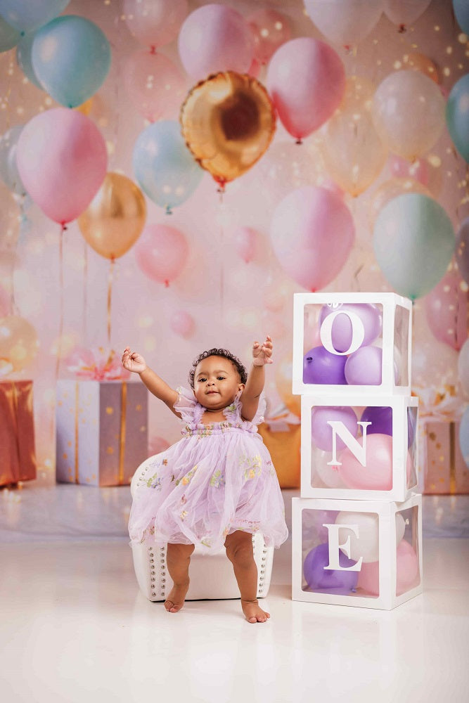 Kate Birthday Balloons Gifts Lights Backdrop Designed by Emetselch