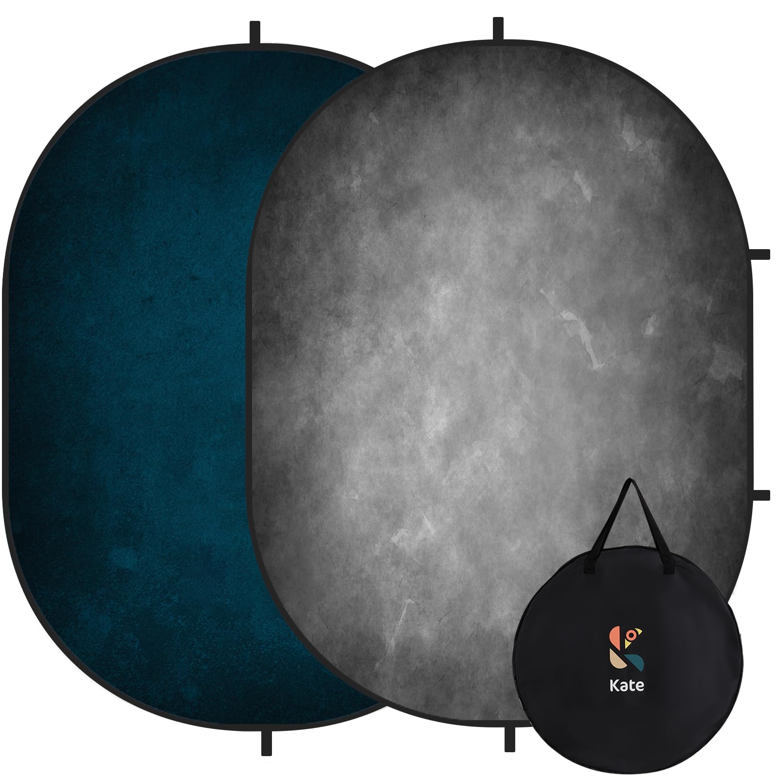 RTS Kate Abstract Dark Blue / Gray Microfiber Collapsible Backdrop for Photography 5X6.5ft(1.5x2m) (US & CA Only)