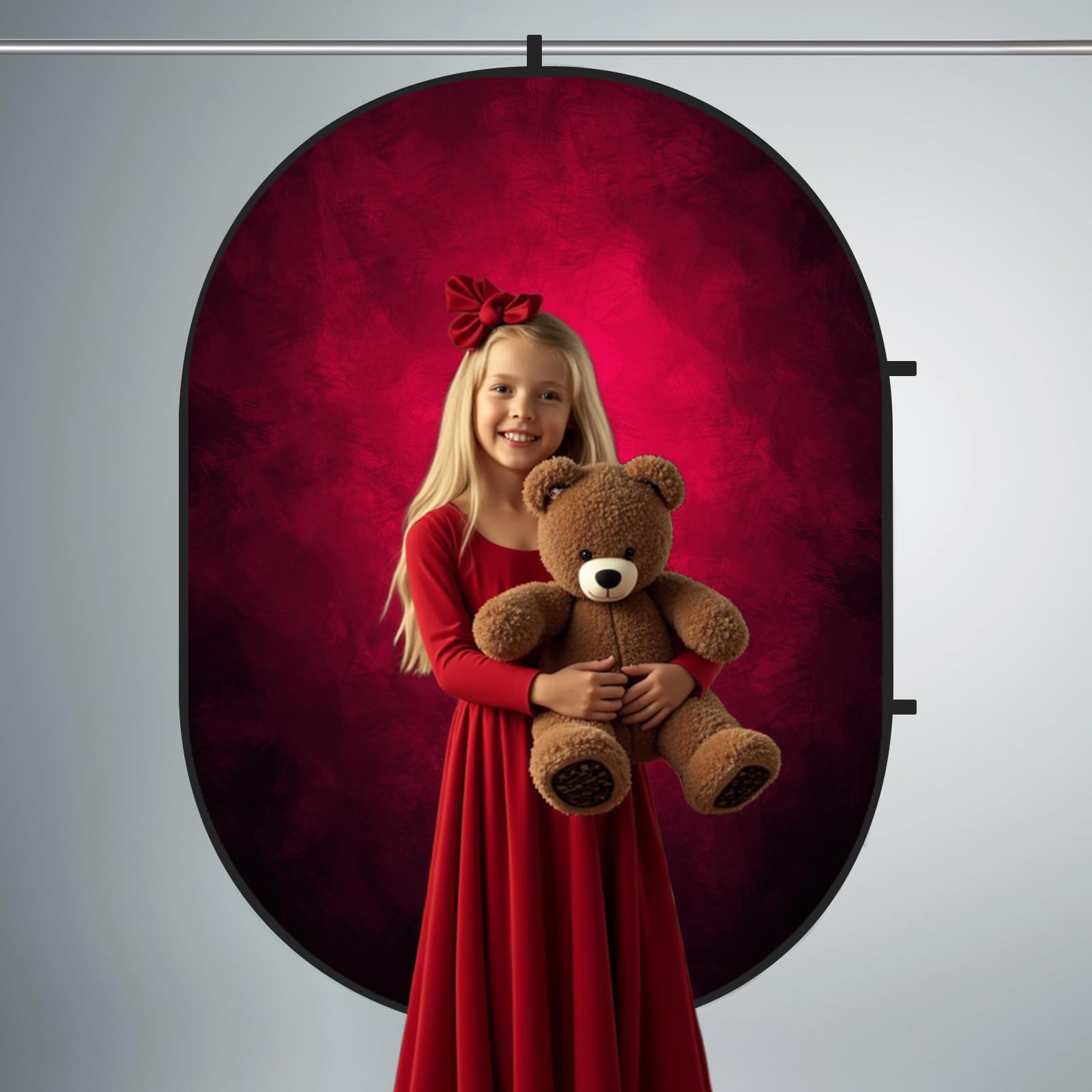 RTS Kate Abstract Red/ Lake Green Microfiber Collapsible Backdrop for Photography 5X6.5ft(1.5x2m) (US & CA Only)