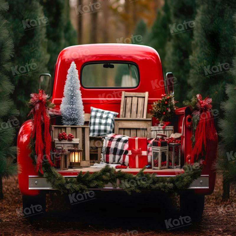 Kate Christmas Outdoor Red Car Truck Backdrop for Photography