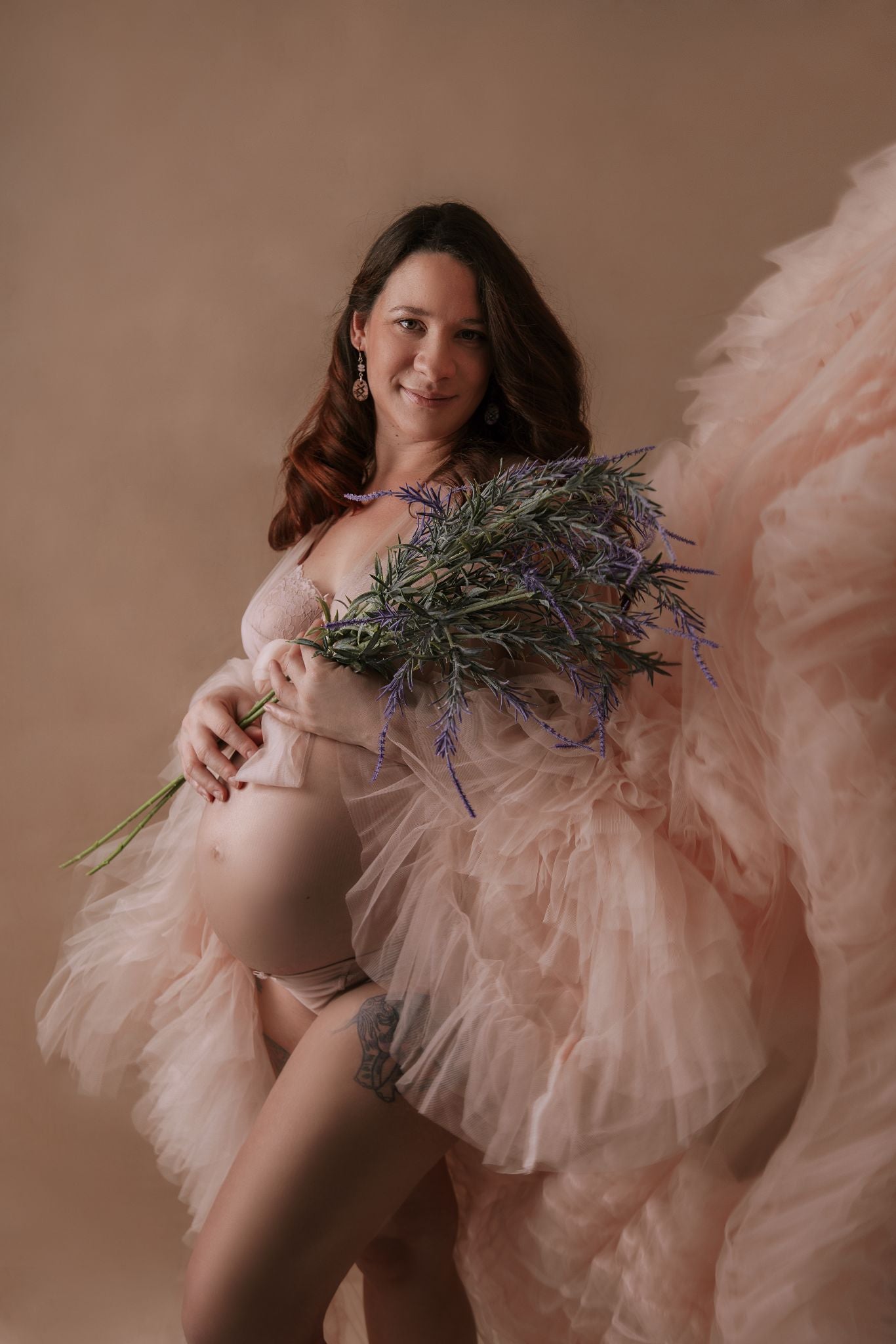 Peachy Maternity with Lavender