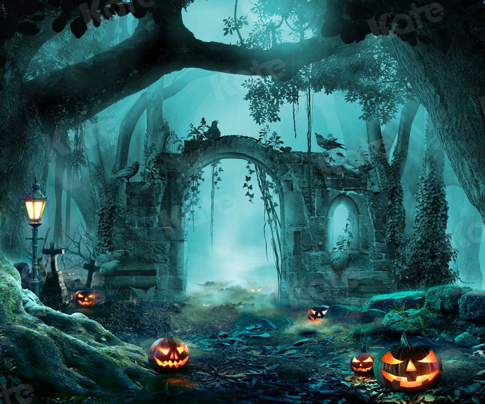 RTS Kate Halloween Pumpkin Backdrop Forest for Photography