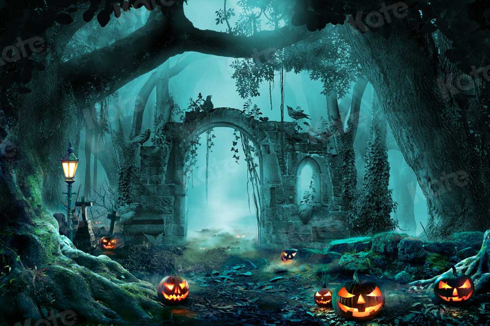 RTS Kate Halloween Pumpkin Backdrop Forest for Photography
