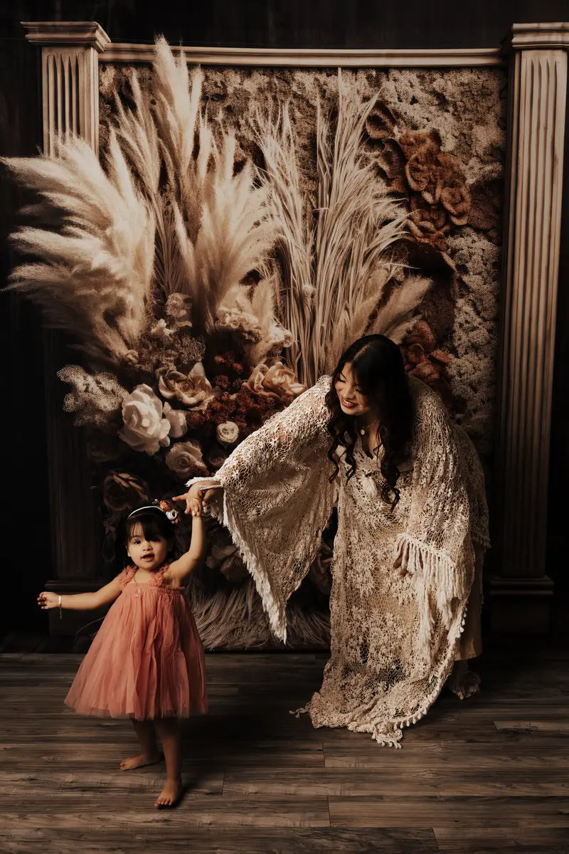 Kate Boho Dried Florals Tapestry Backdrop Designed by Mandy Ringe Photography