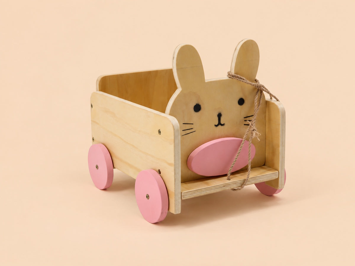 (Pre-sale 15 days)Kate Blush Bunny Wooden Wagon Photography Prop
