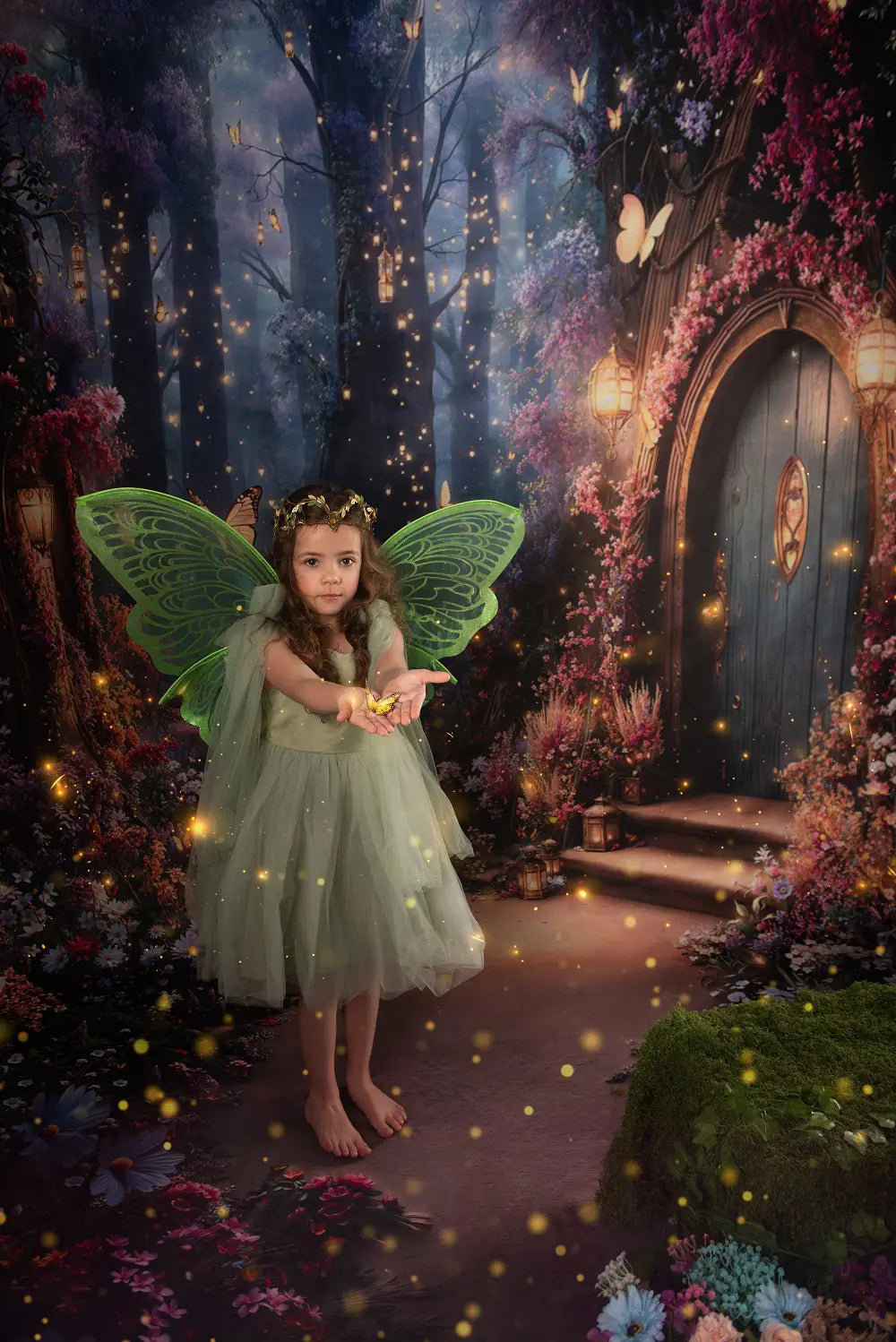 Kate Sweep Fairy Tale Forest Tree House Butterflies Pathway Backdrop Designed by Emetselch