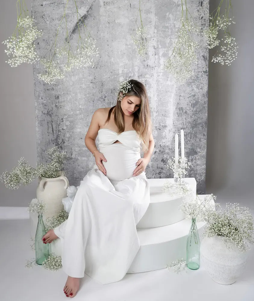 Kate Hand Painted Abstract Texture Bright Gray White Spray Backdrops