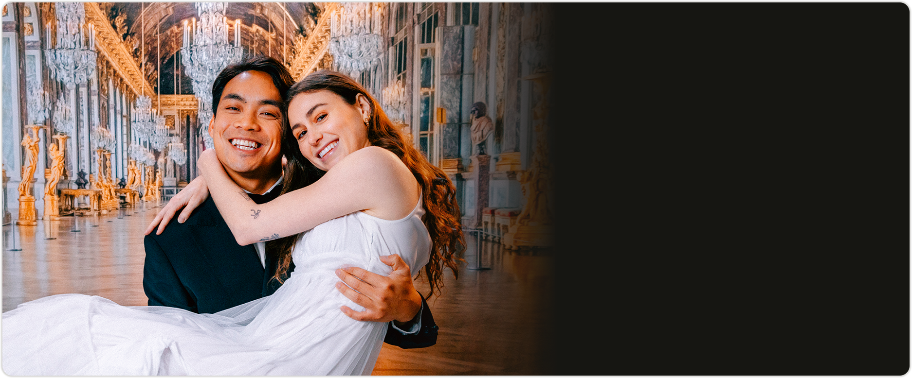 A photographer couple in an ornate studio scene