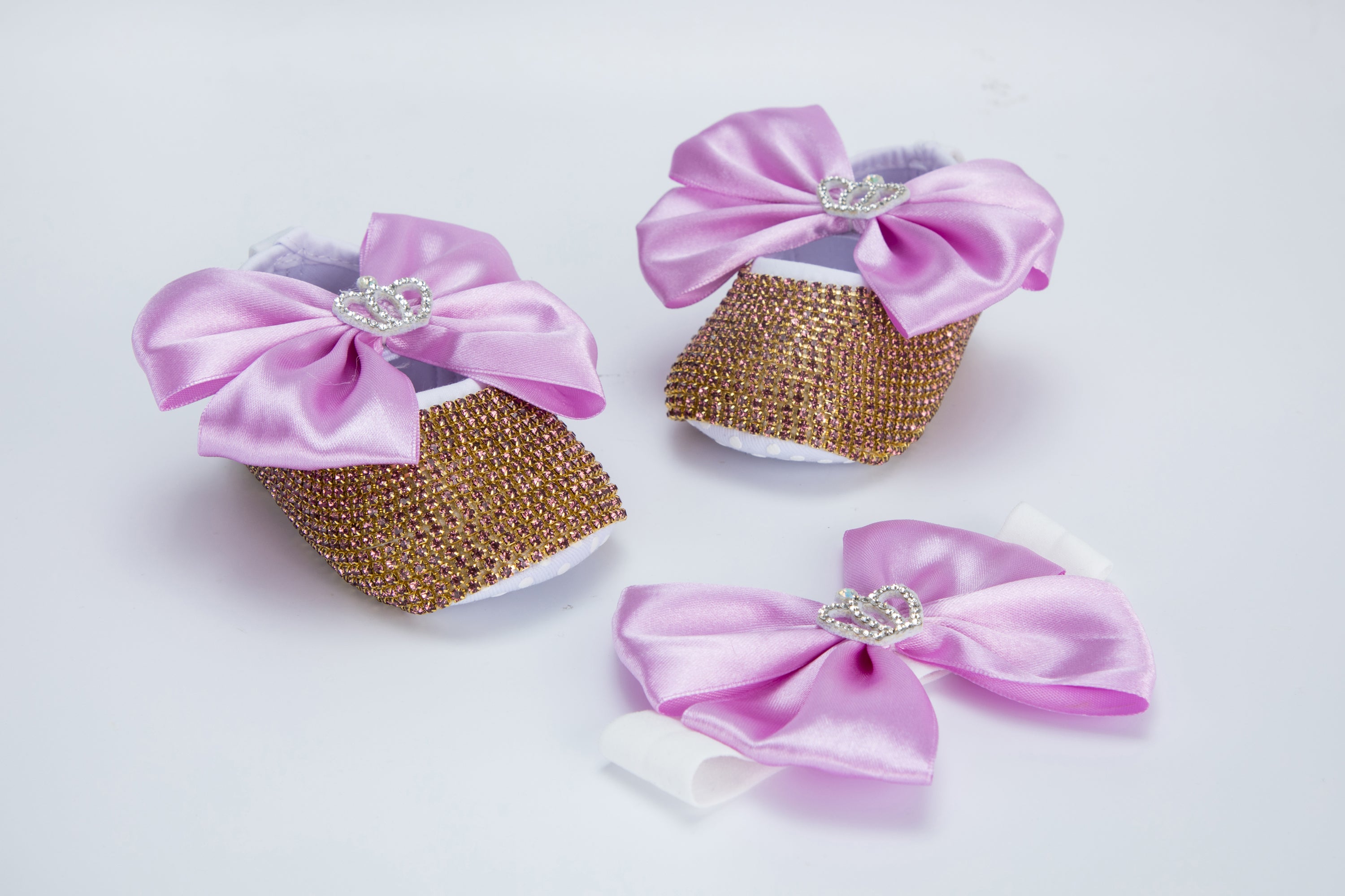 Kate 11cm Baby Shoes Crown Jewelry Rhinestone Big Bow with Headband Band Photo Props