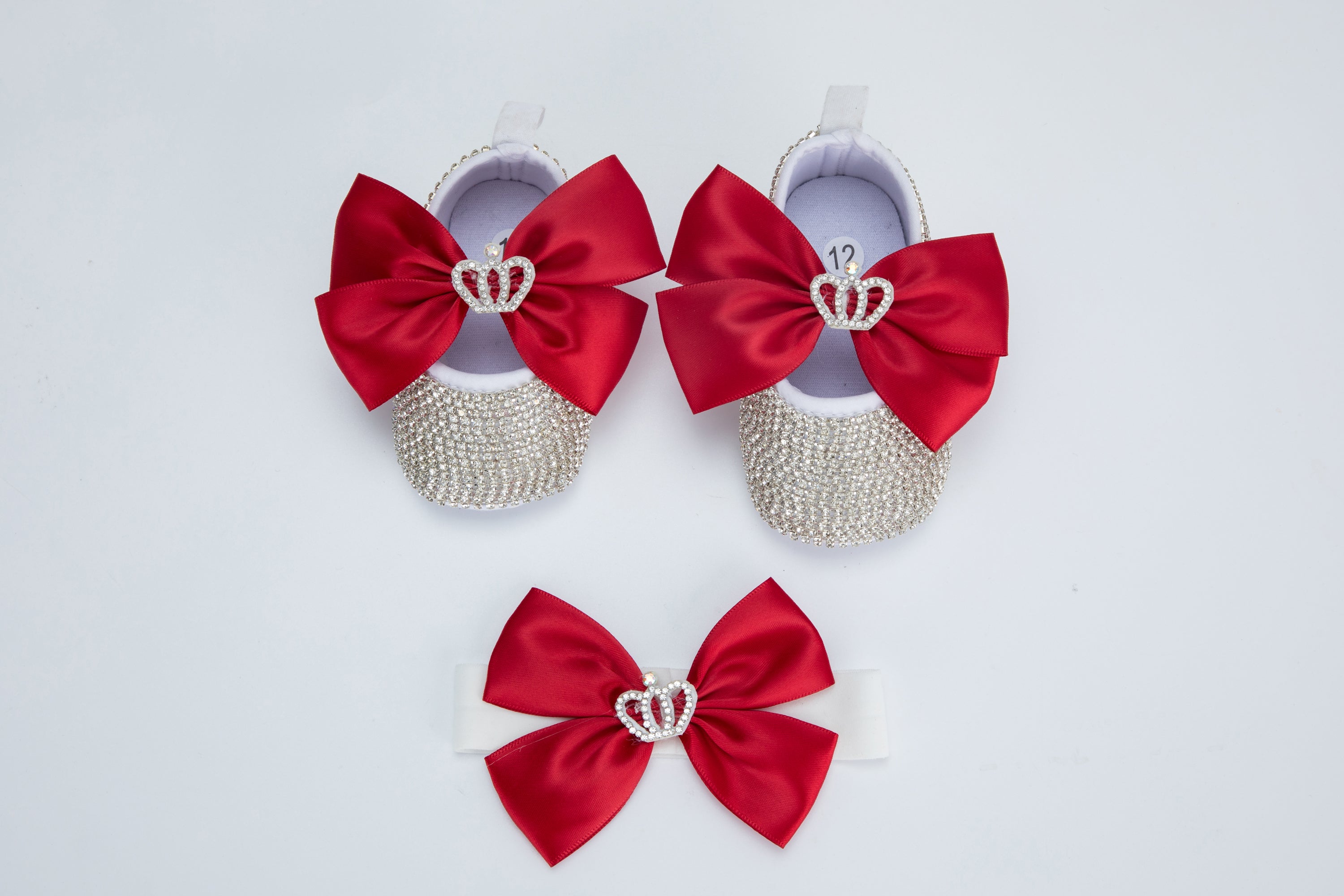 Kate 11cm Baby Shoes Crown Jewelry Rhinestone Big Bow with Headband Band Photo Props