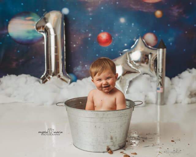 Kate Children\Newborn Blue Universe Planets Baby Backdrop