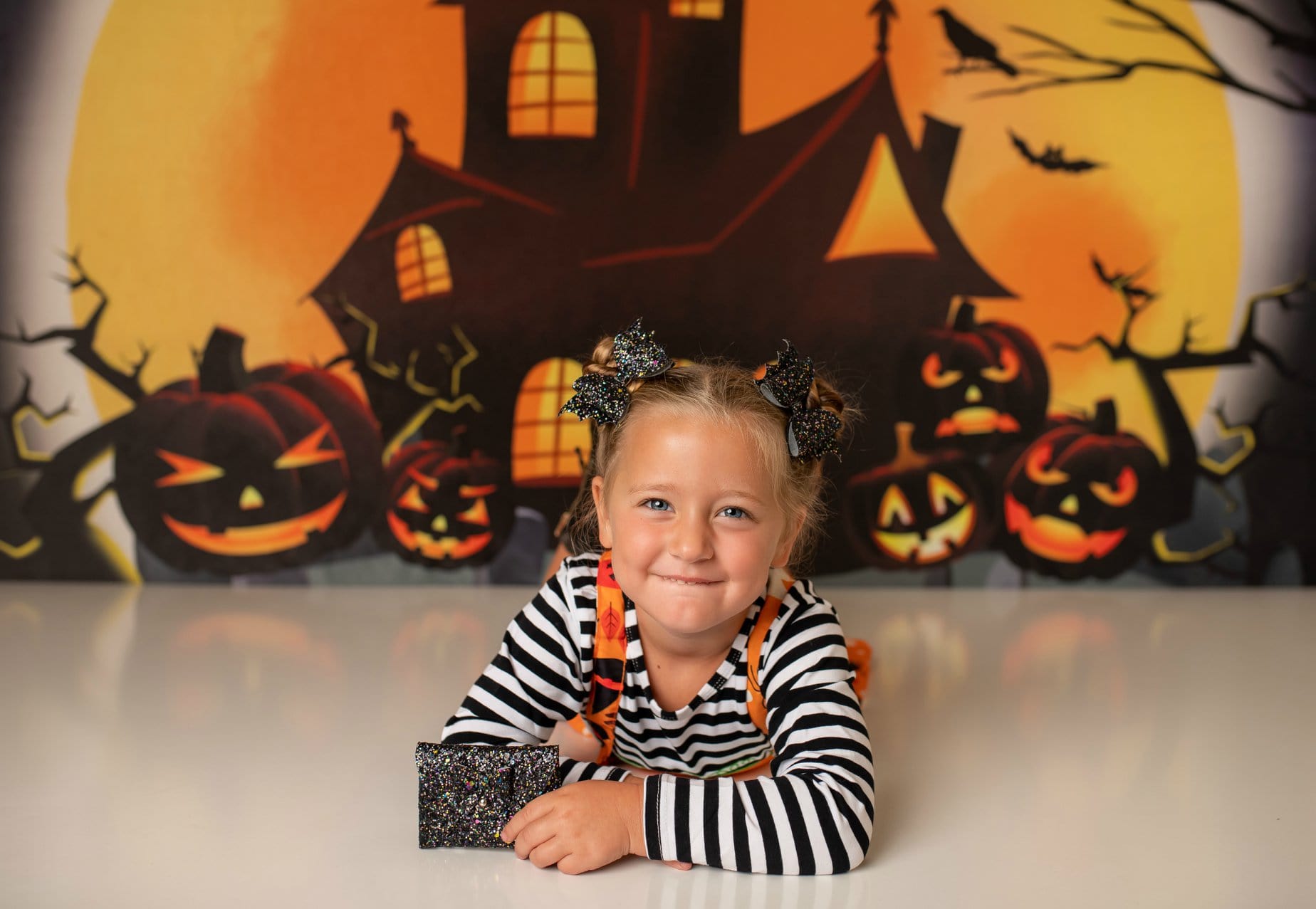Kate Halloween Backdrop Pumpkins Witch House Designed by Chain Photography
