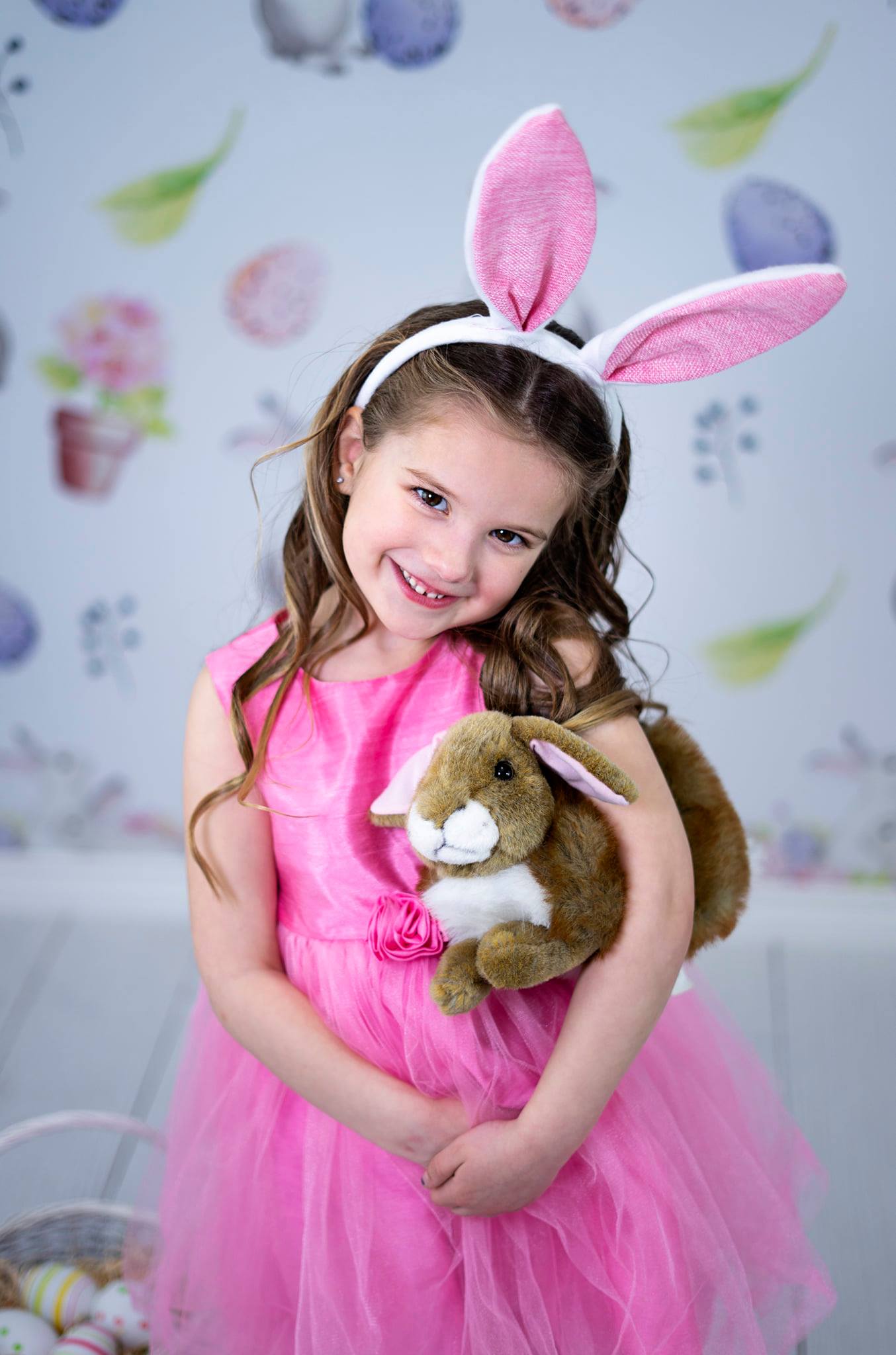Kate Easter Bunny Pink Purple Eggs Backdrop Designed by Chain Photography
