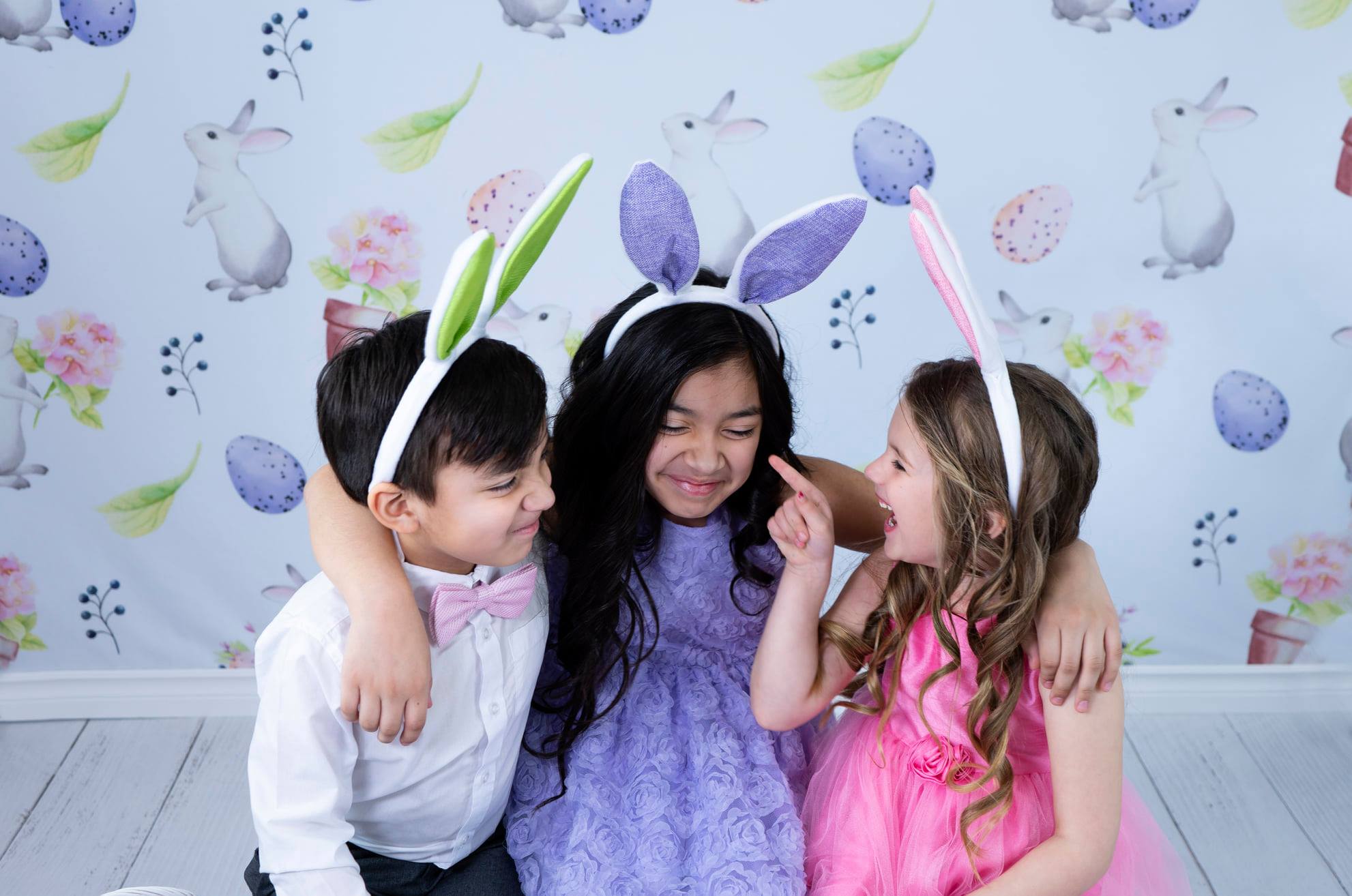 Kate Easter Bunny Pink Purple Eggs Backdrop Designed by Chain Photography