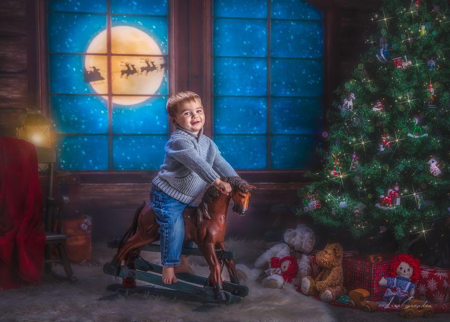 RTS Kate Xmas Tree Santa Backdrop for Photography Designed by Lisa Granden
