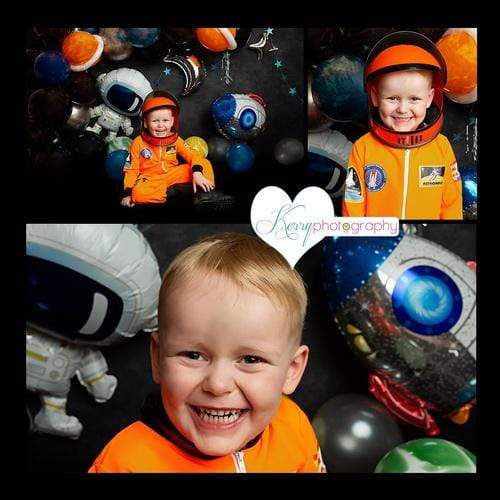 Katebackdrop鎷㈡綖Kate Space Rocket Astronaut Balloon Party Children Backdrop Designed by Kerry Anderson