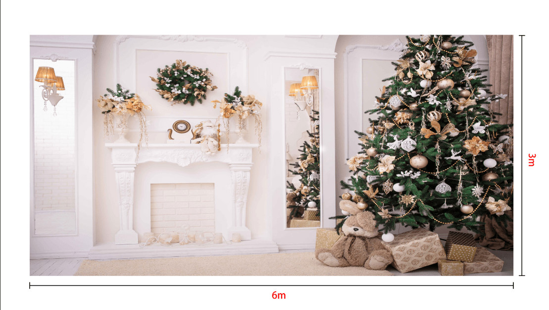 Katebackdrop鎷㈡綖Kate Christmas Tree Decoration Fireplace Backdrop Studio Props