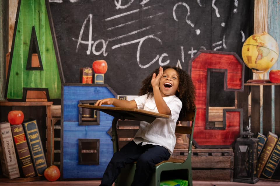 Kate Back to School Summer Blackboard Colorful ABC Backdrop - Kate Backdrop