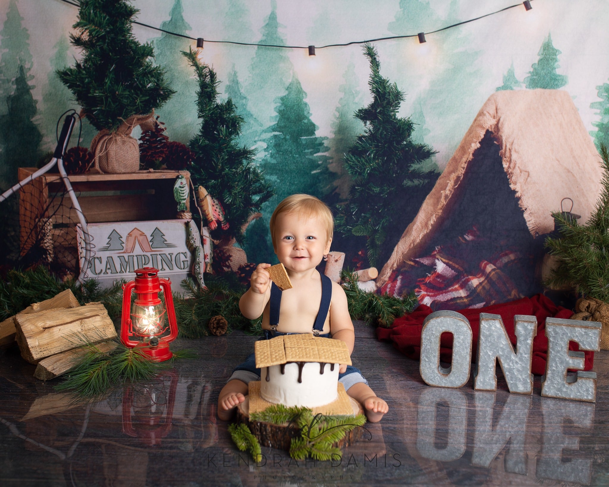 Kate Forest Camping Zone Children Summer Backdrop for Photography Designed by Megan Leigh Photography