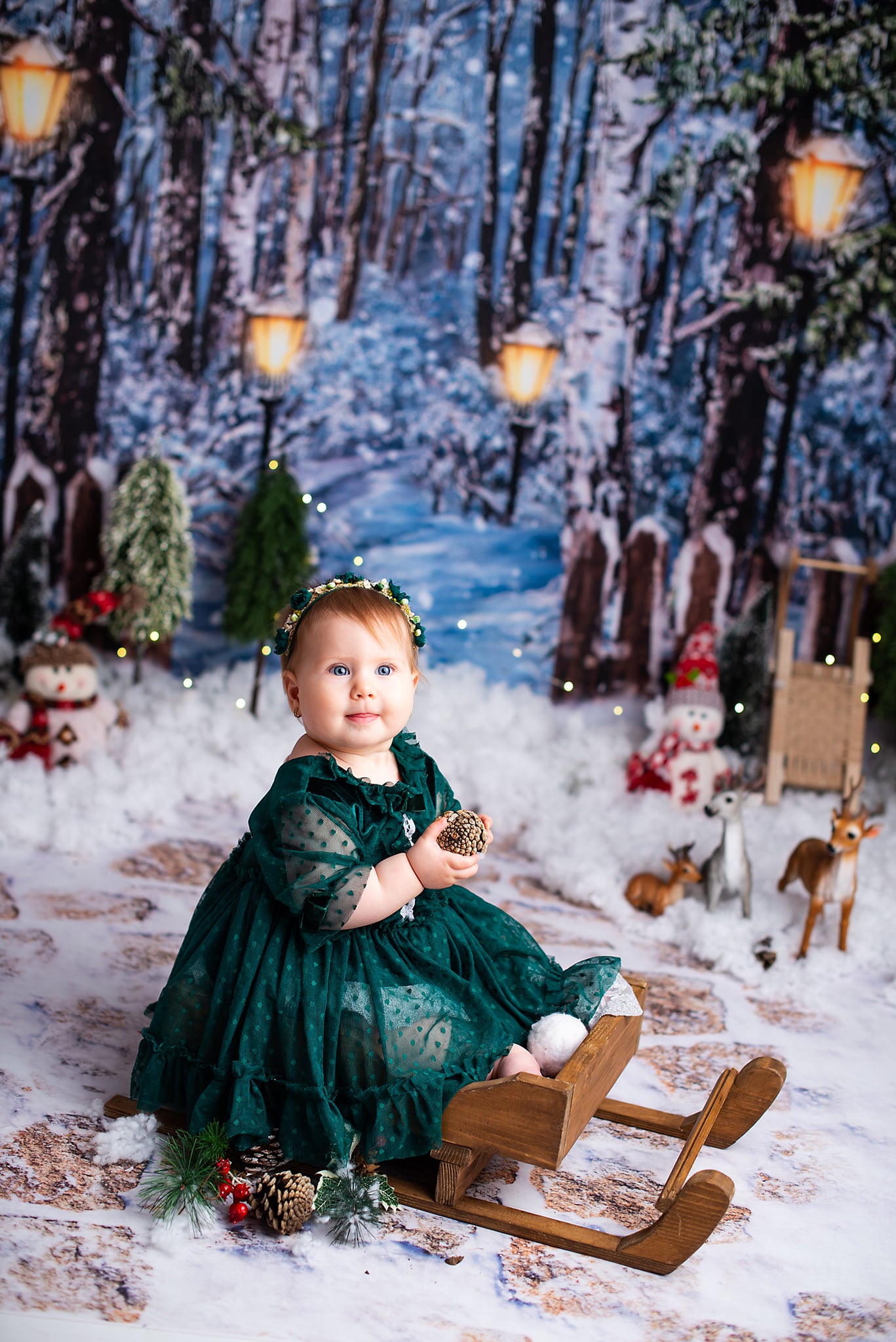 Kate Winter Christmas Snow Backdrop Oil Painting Designed by Chain Photography