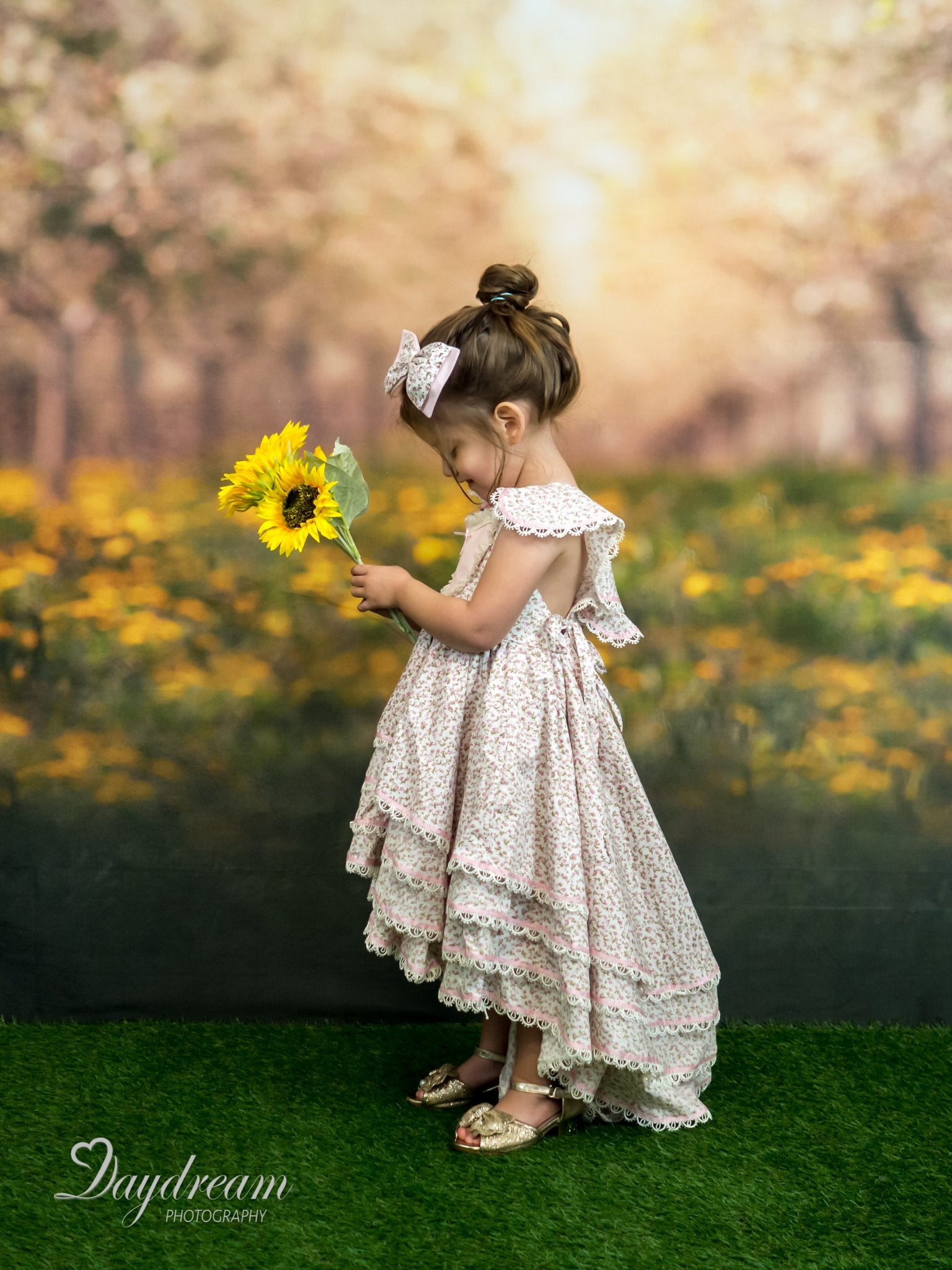 Kate Springtime Orchard in Yellow Backdrop for Photography Designed by Lisa Granden - Kate Backdrop