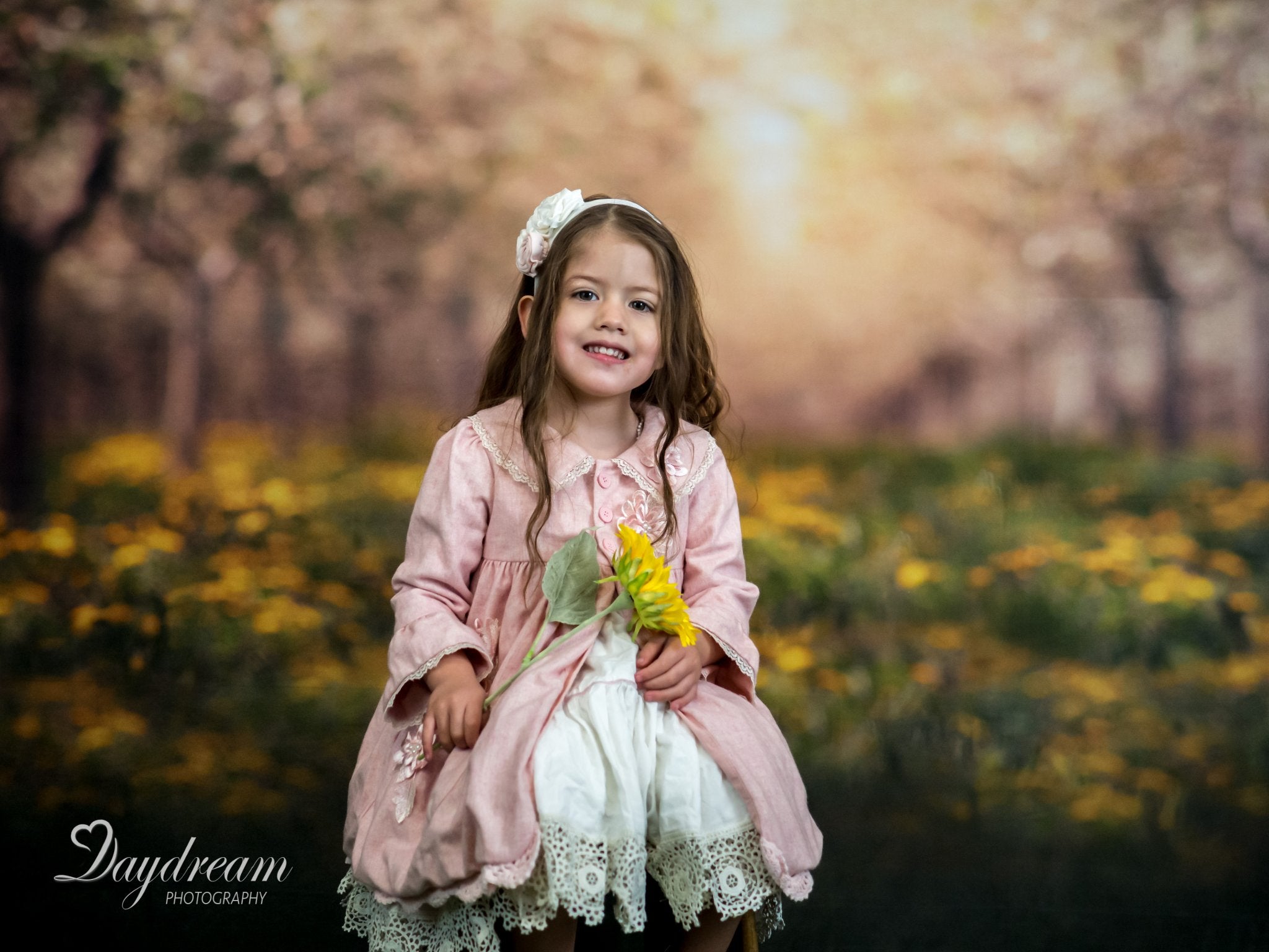 Kate Springtime Orchard in Yellow Backdrop for Photography Designed by Lisa Granden
