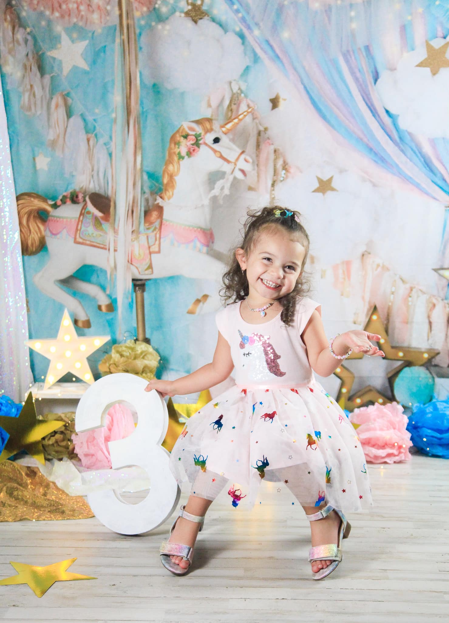 Kate 7x5ft Unicorn Carousel Backdrop Dreams Designed by Mandy Ringe Photography (only ship to Canada)